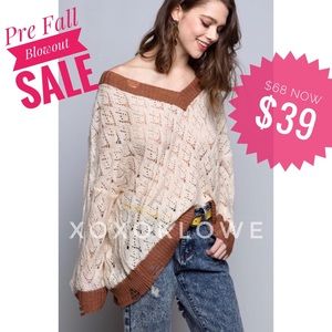 POL Off Shoulder Geometric Knit Layering Sweater